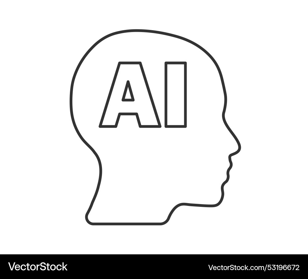 Machine learning head symbol ml icon ai ar Machine learning head symbol ml icon ai ar vector image