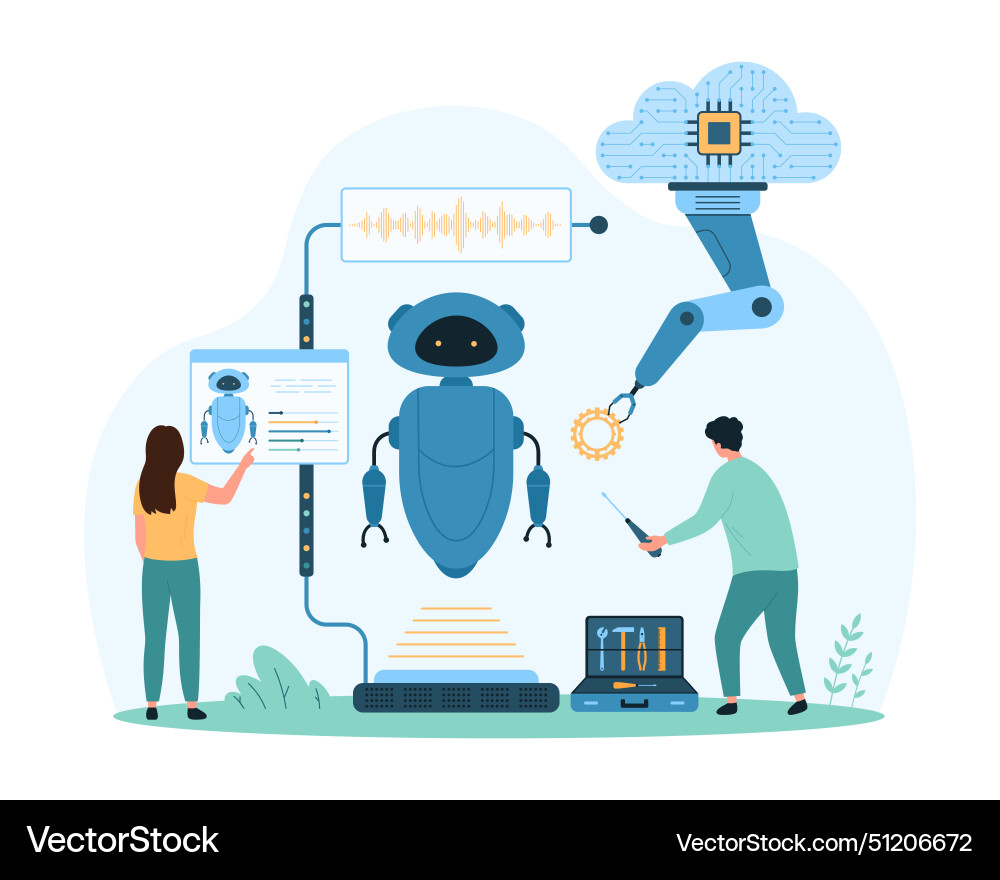 Machine learning smart automation process vector image