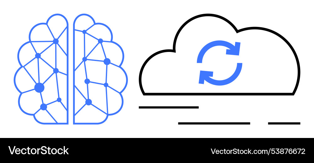 Neural network brain and cloud sync for ai Neural network brain and cloud sync for ai vector image