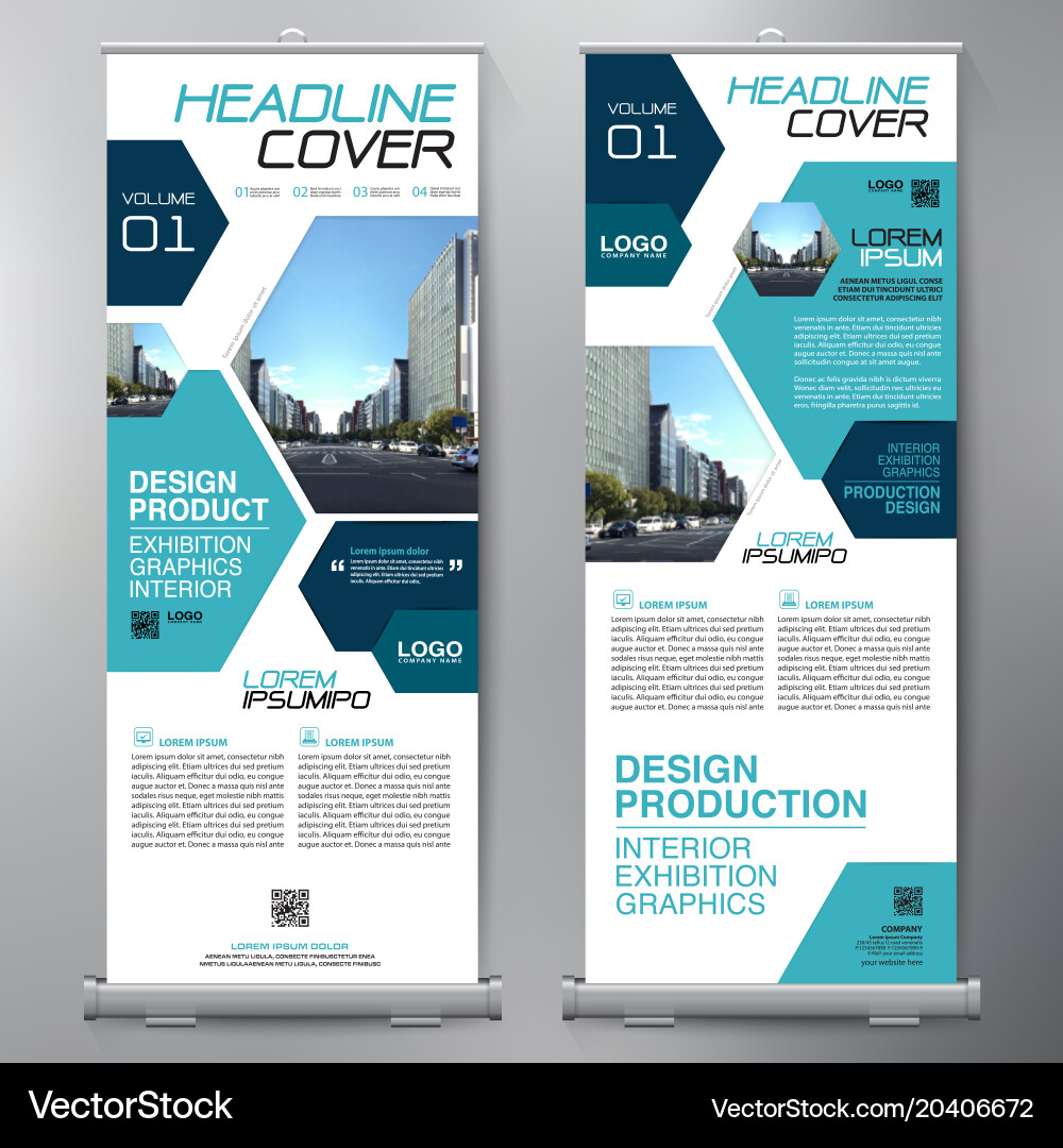 Roll Up Banner Stand Display Template vector image