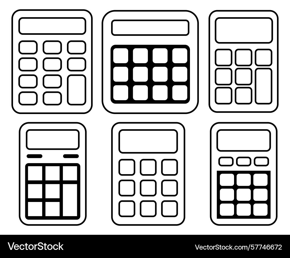 Set of calculator template line icons Vector Image