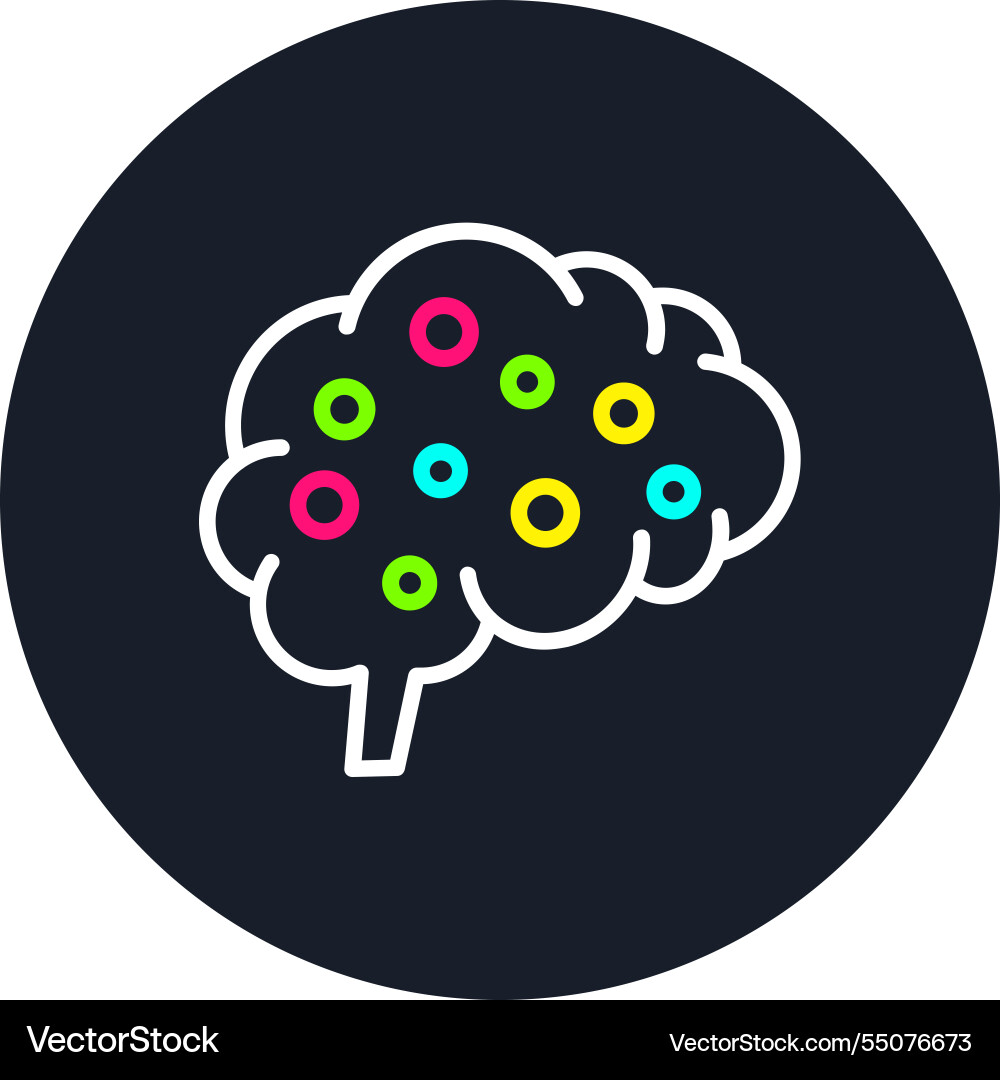 Brain points line multi color icon Vector Image