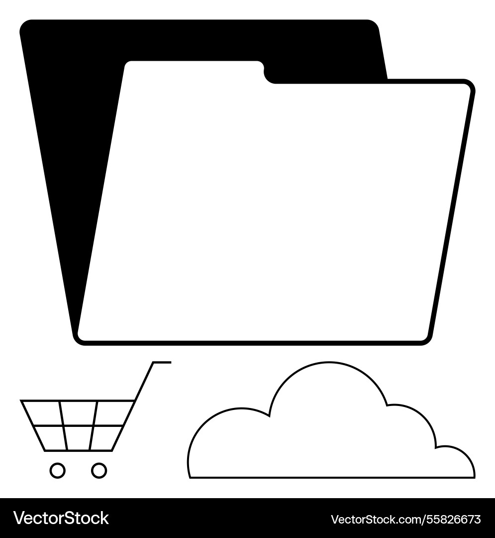 Digital folder with cloud storage and e-commerce Digital folder with cloud storage and e-commerce vector image