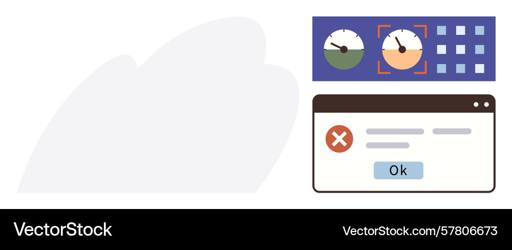 Error notification with dashboard elements vector image