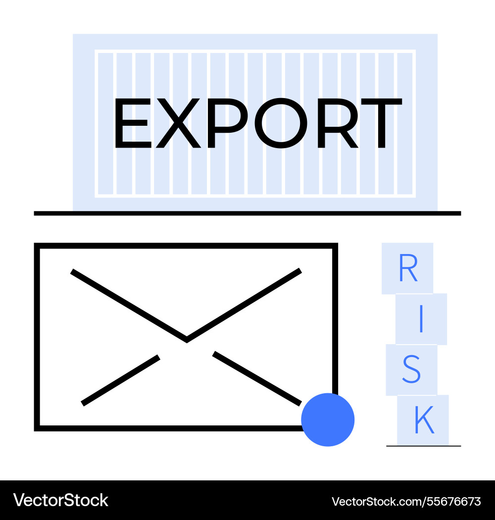 Export process concept with container risk blocks Export process concept with container risk blocks vector image