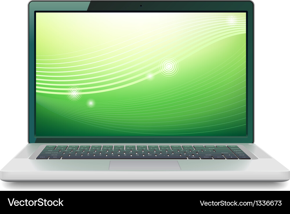 Laptop with abstract wallpaper Royalty Free Vector Image