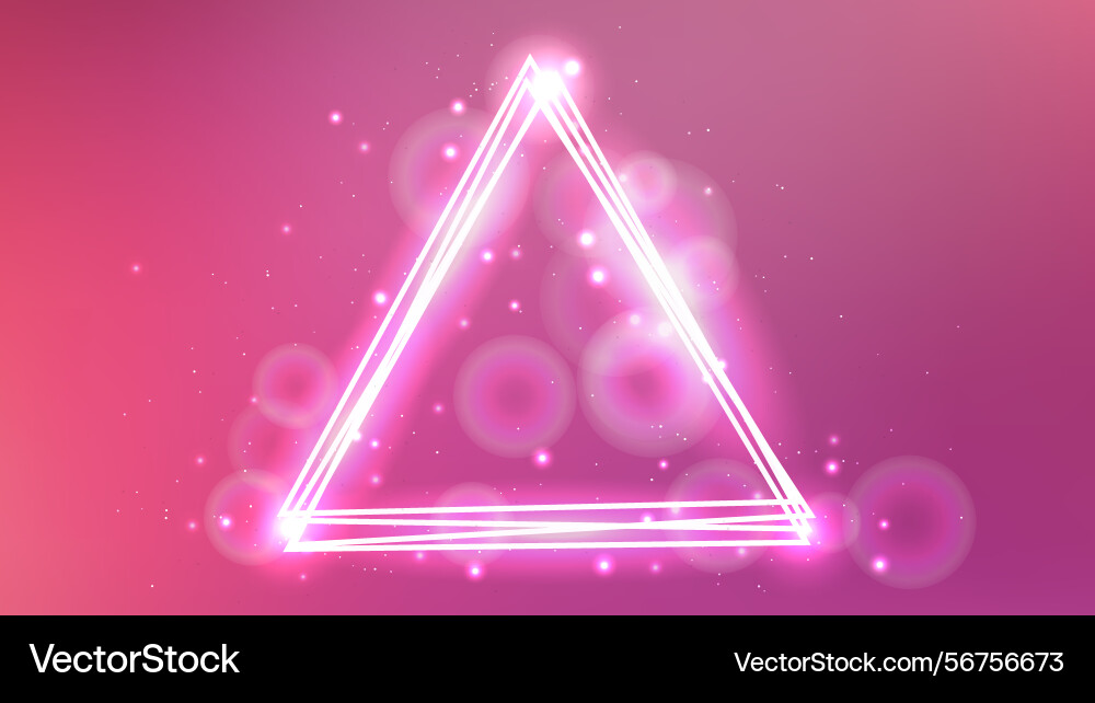 Neon triangular frame with shining effects Neon triangular frame with shining effects vector image