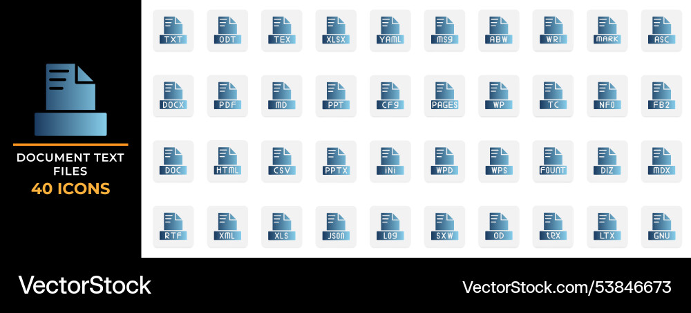 Set document text file gradient fill icons vector image