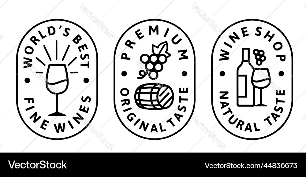 Wine stamp set symbol design of label vector image