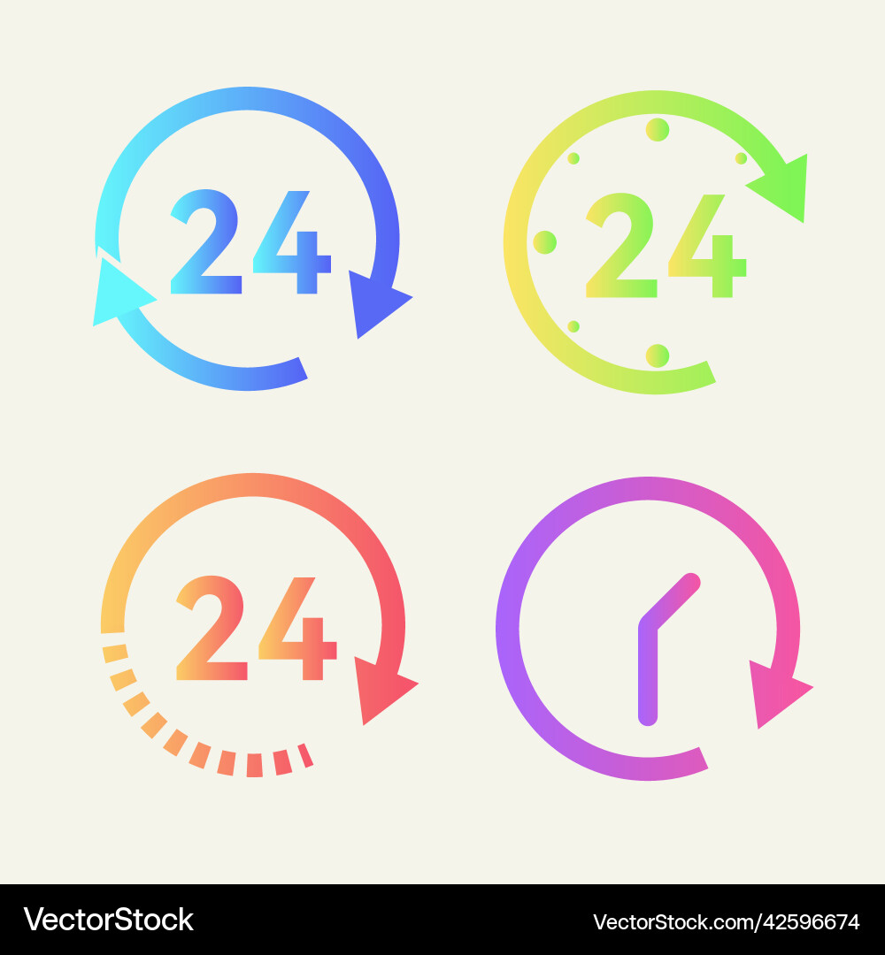 24 hours order execution or delivery service icons 24 hours order execution or delivery service icons vector image
