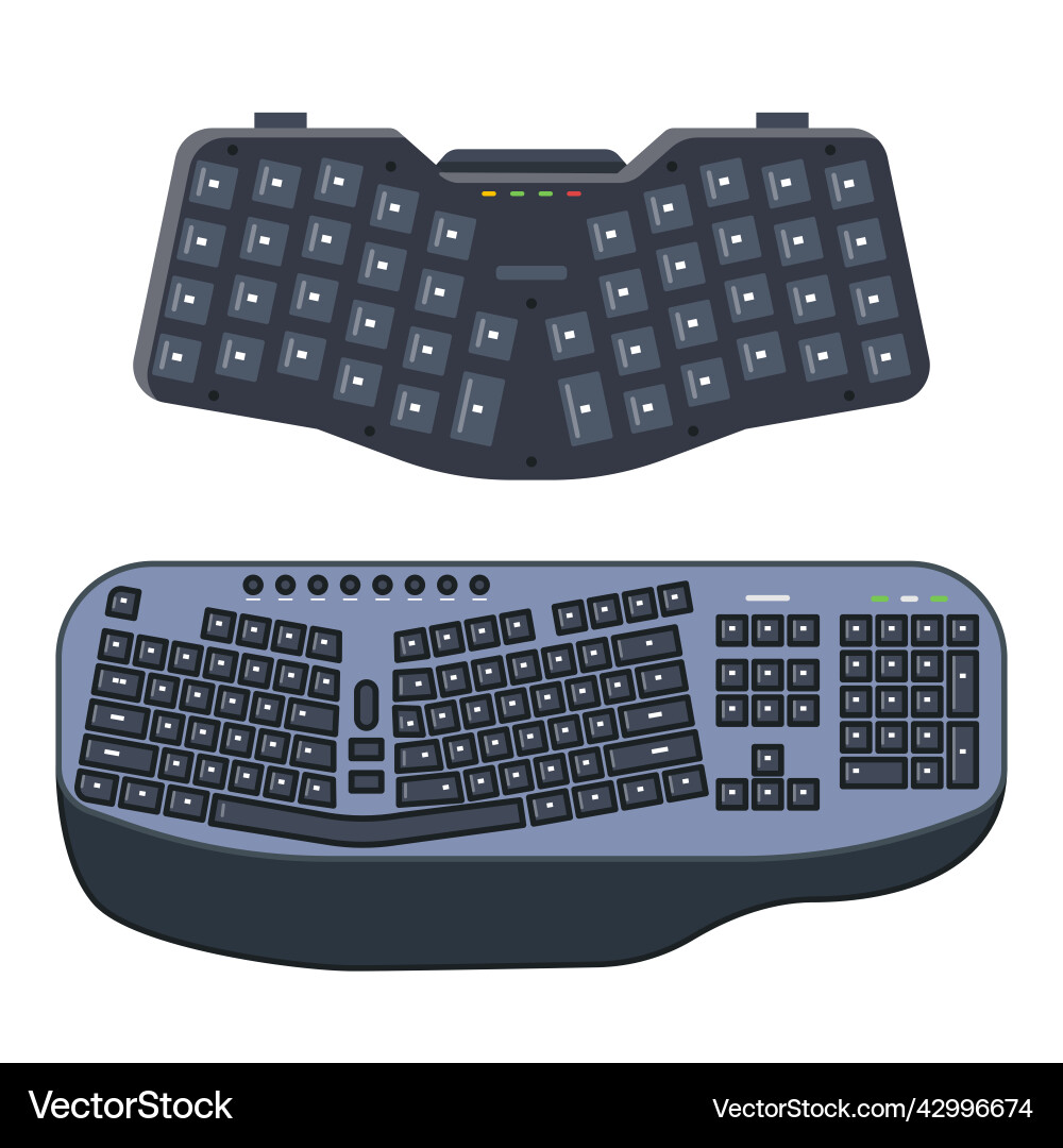 Ergonomic custom keyboard Ergonomic custom keyboard vector image