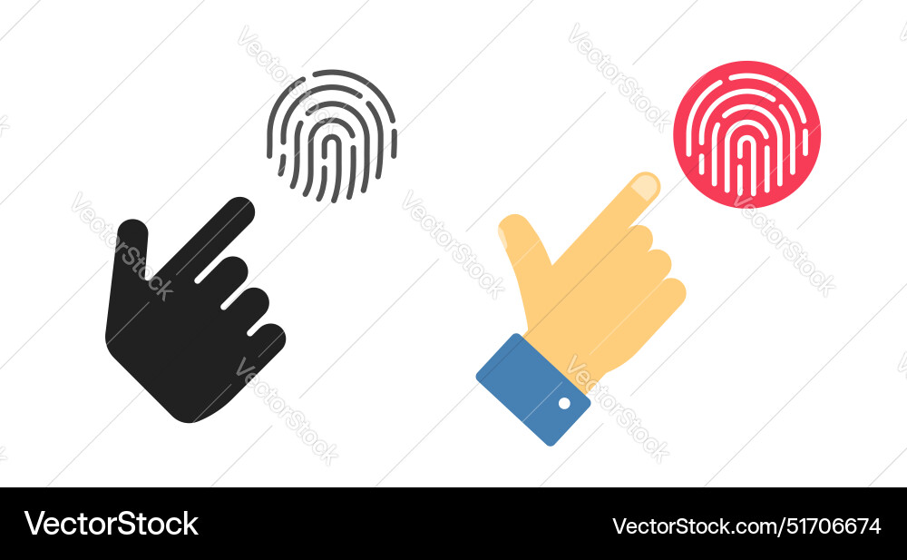 Fingerprint touch pointer icon graphic set flat Fingerprint touch pointer icon graphic set flat vector image