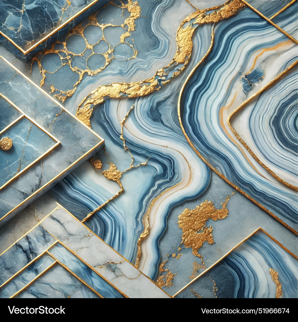 Luxury Blue Marble Fluid Art Royalty Free Vector Image