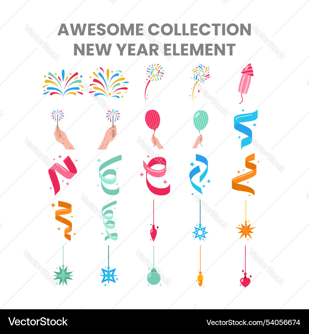 New year element color design Vector Image