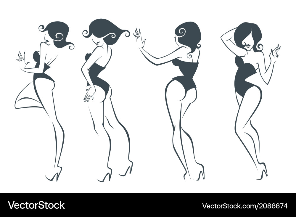 Retro Pin-Up Girls Vector Image
