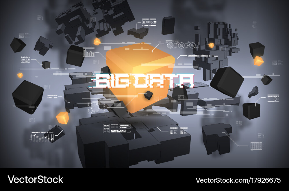 Big data abstract visualization futuristic vector image