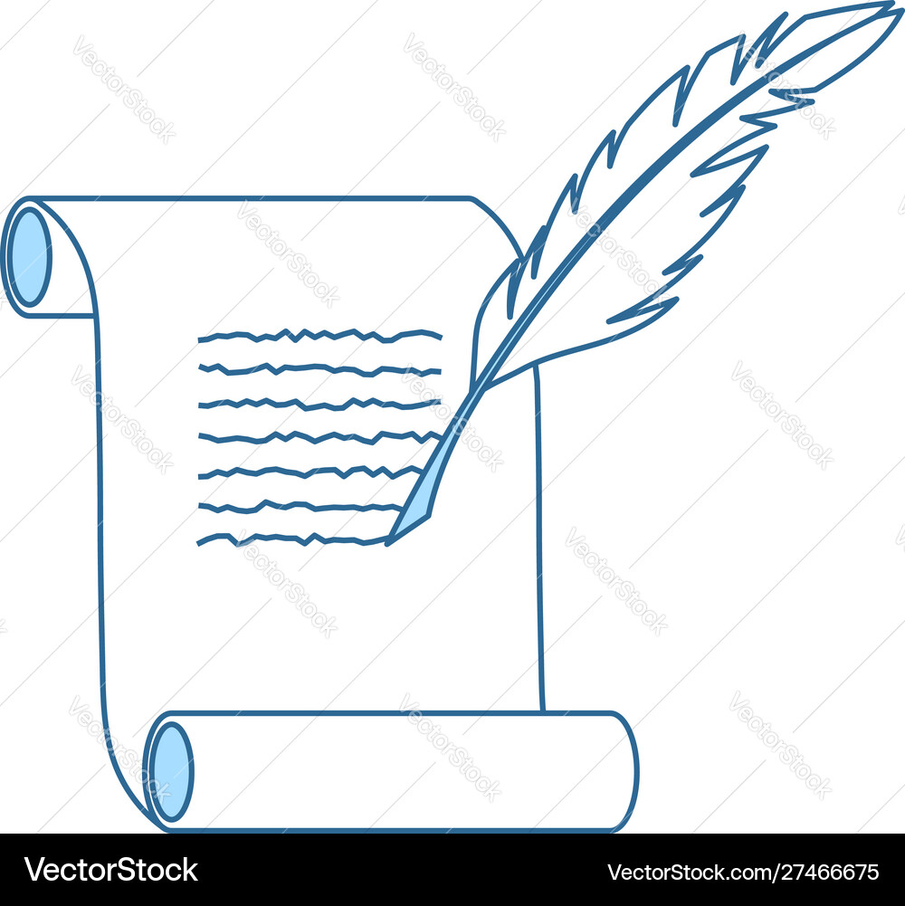 Feather and scroll icon Feather and scroll icon vector image