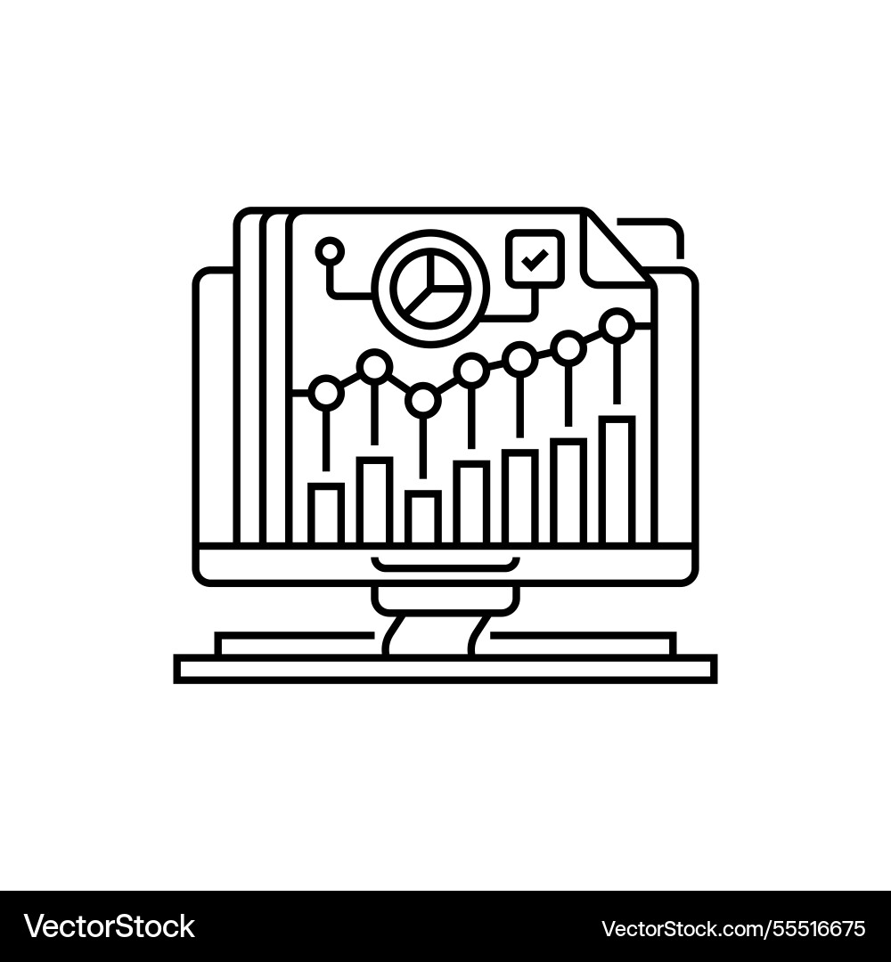 Graph report line icon linear style sign Graph report line icon linear style sign vector image