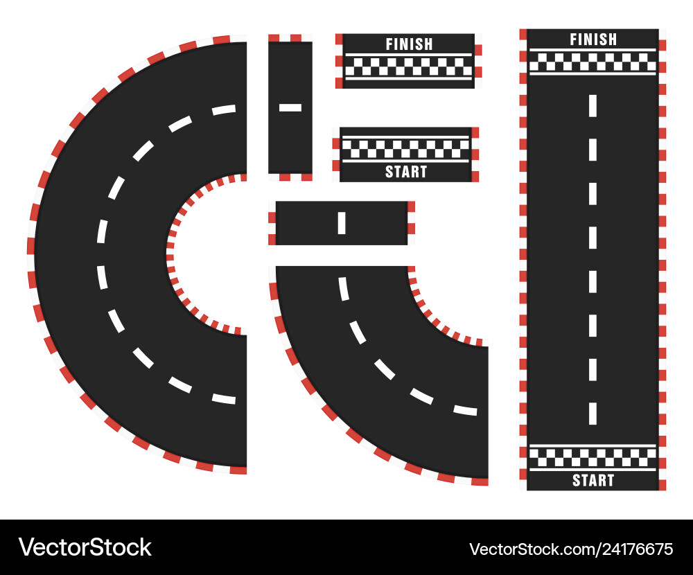 Race track with start and finish line top view vector image