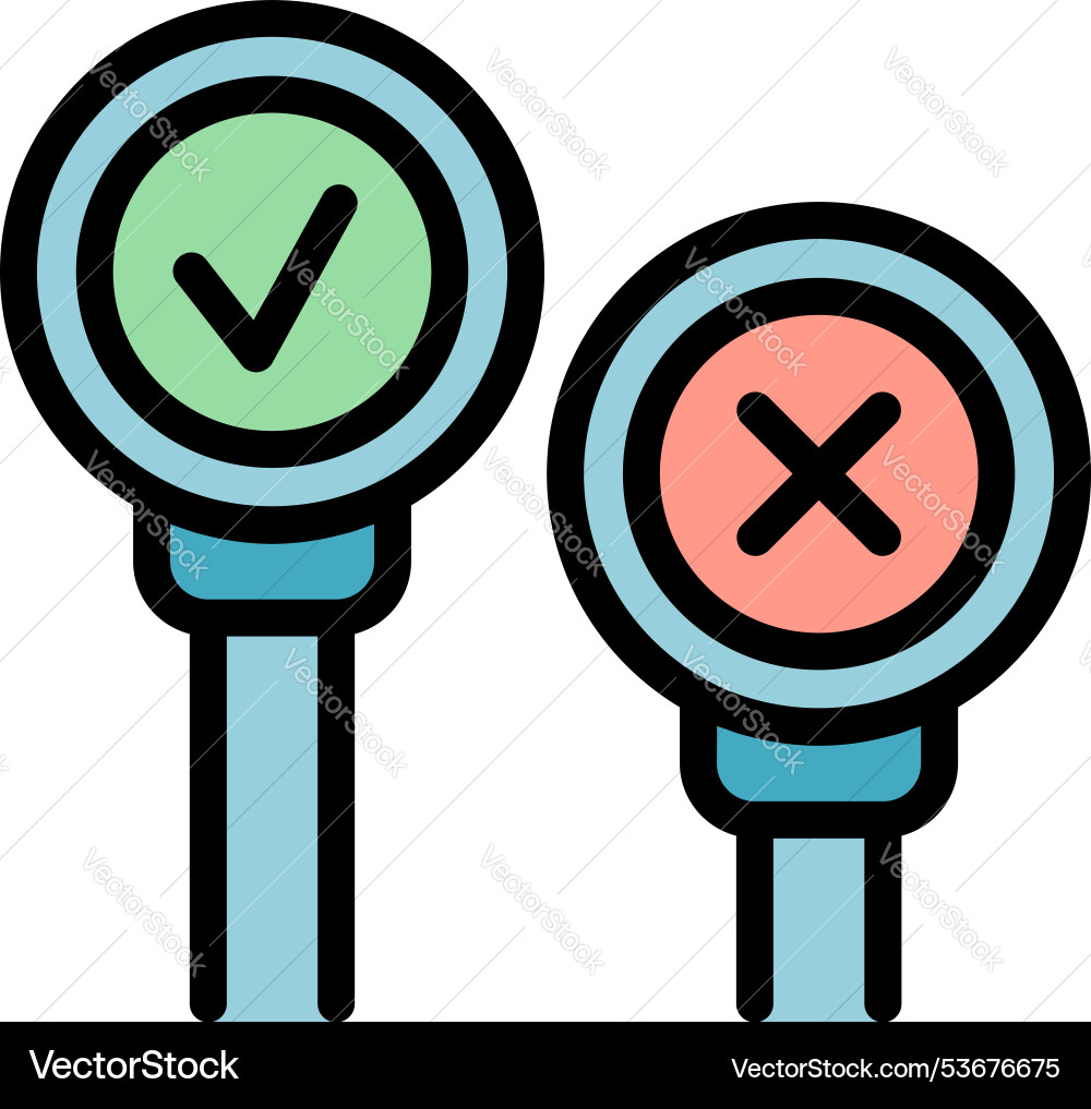 Two signs are showing the right and wrong way Two signs are showing the right and wrong way vector image