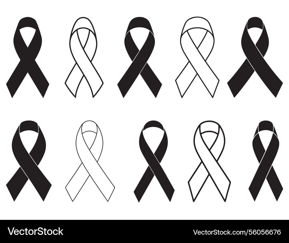 Cancer ribbons silhouette Royalty Free Vector Image