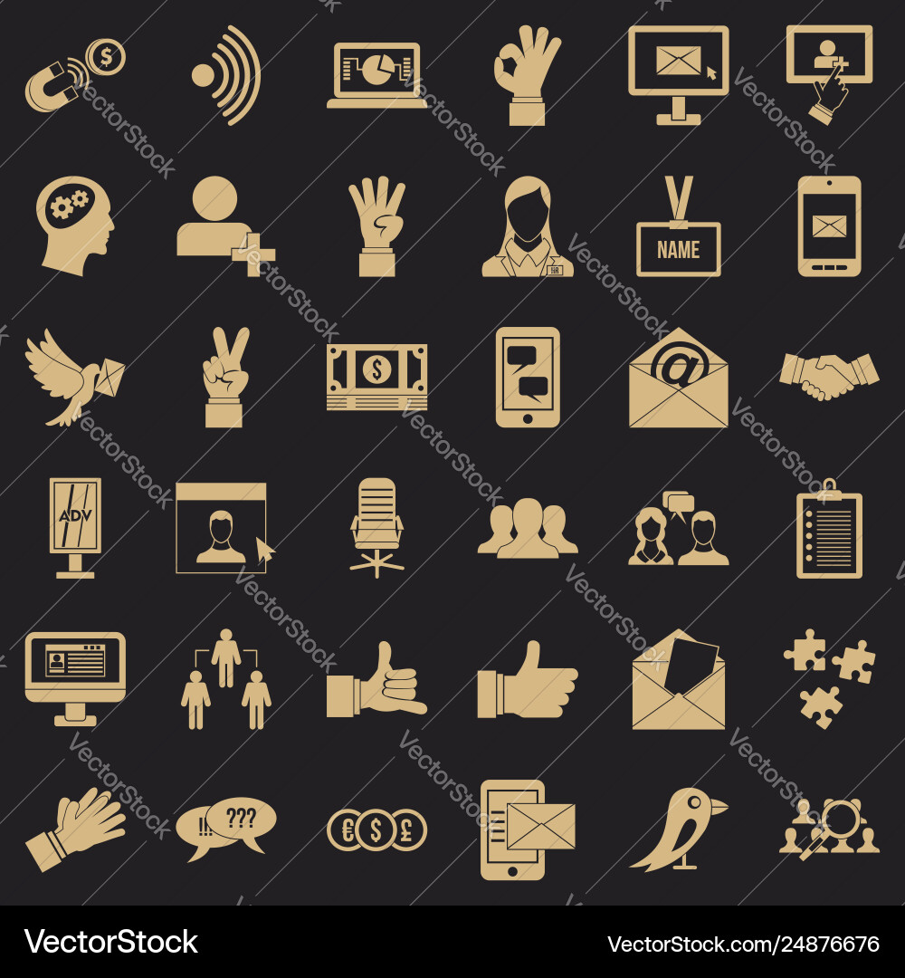 Dialog in letter icons set simple style Vector Image