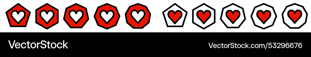Heart icon in polygons with different number Heart icon in polygons with different number vector image