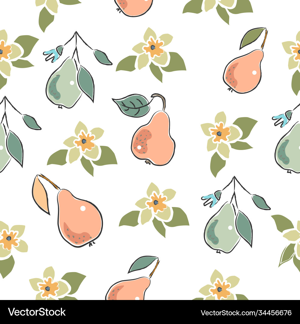 Scandinavian Pear Pattern Vector Image
