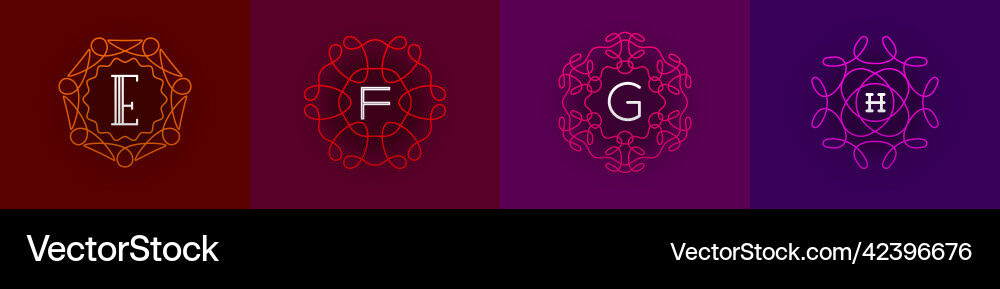 Set of monogram design template letter e f g Set of monogram design template letter e f g vector image