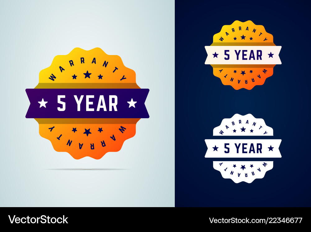 5 years warrany stickers Royalty Free Vector Image
