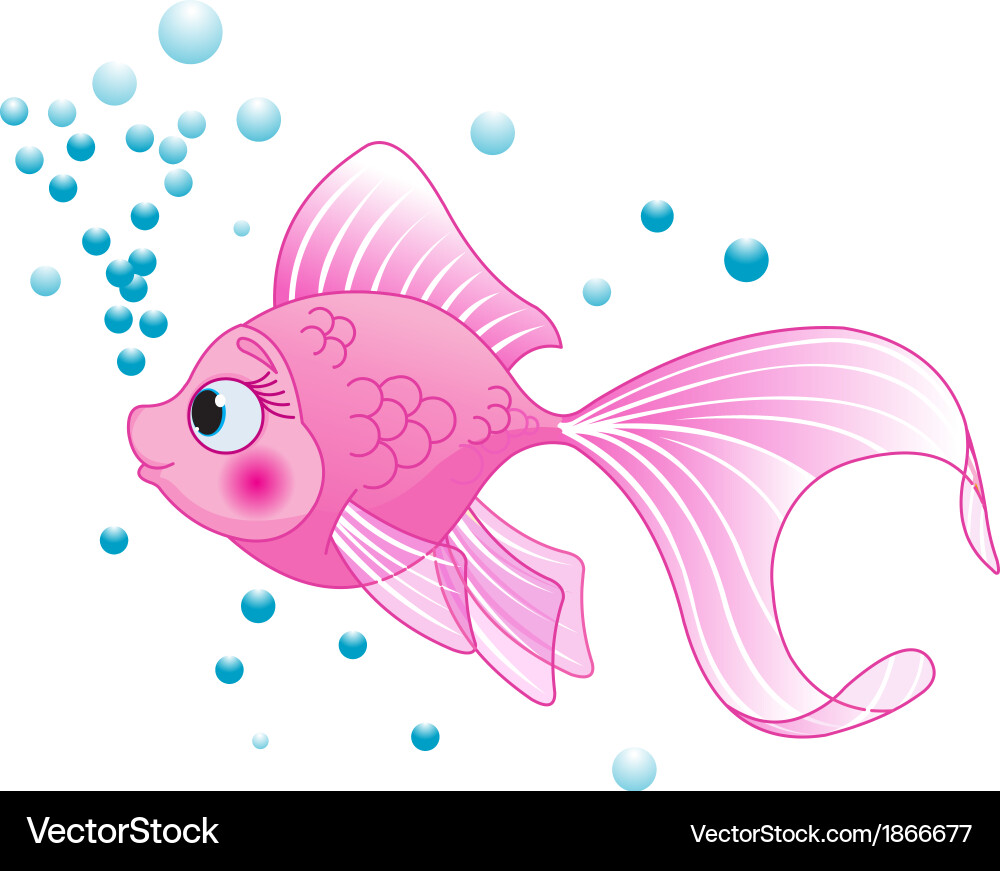 Adorable Pink Cartoon Fish Royalty Free Vector Image