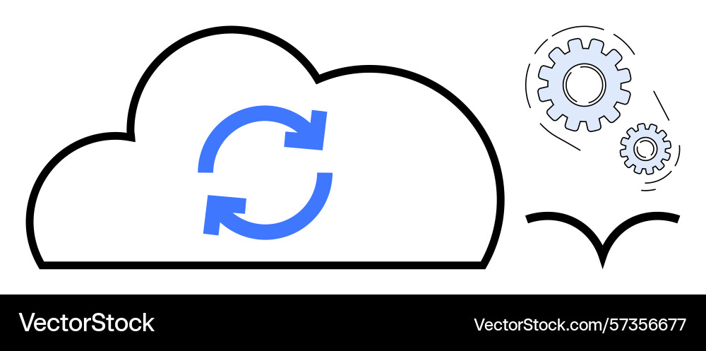 Cloud synchronization and automation with gears Cloud synchronization and automation with gears vector image