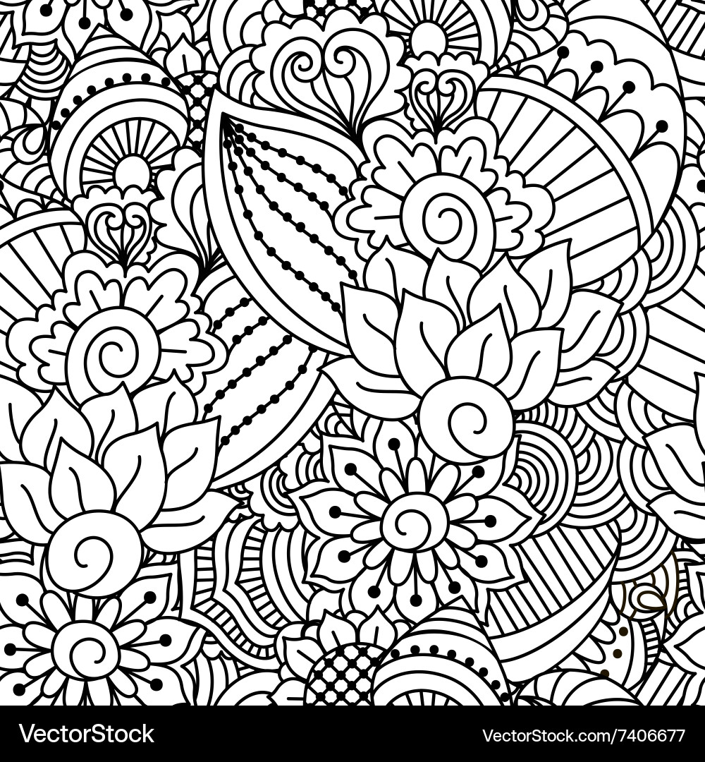 Intricate Black & White Henna Pattern vector image
