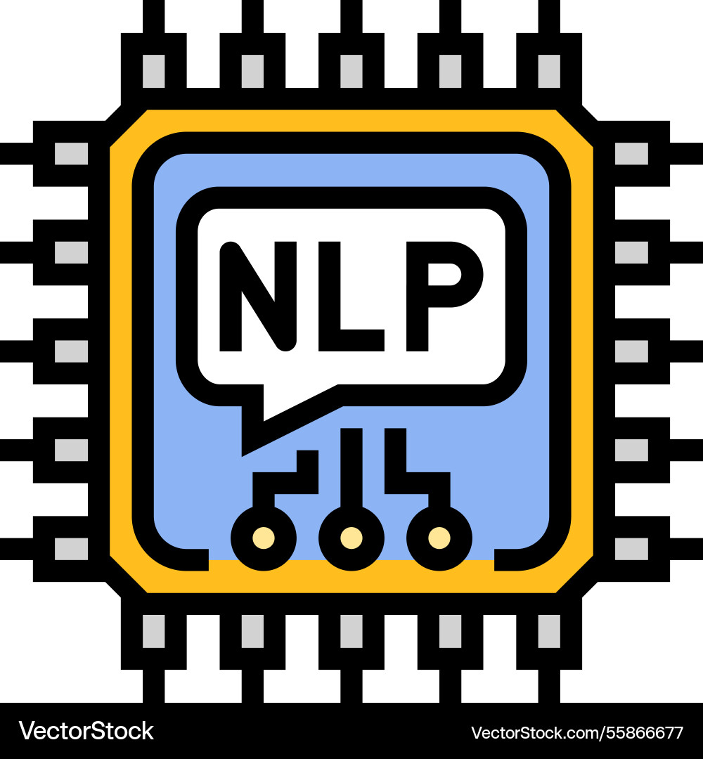 Language processor chip nlp color icon vector image