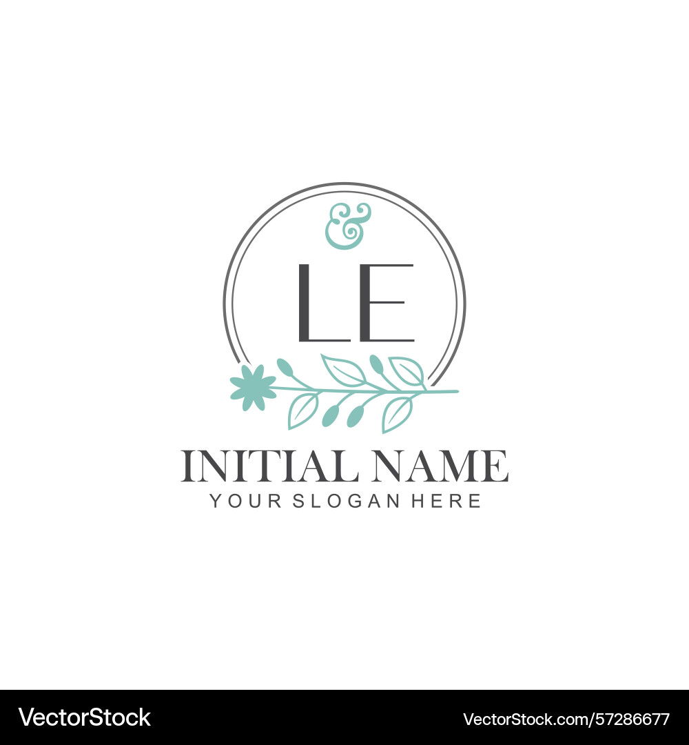 Le initial logo templates with botanical elements vector image