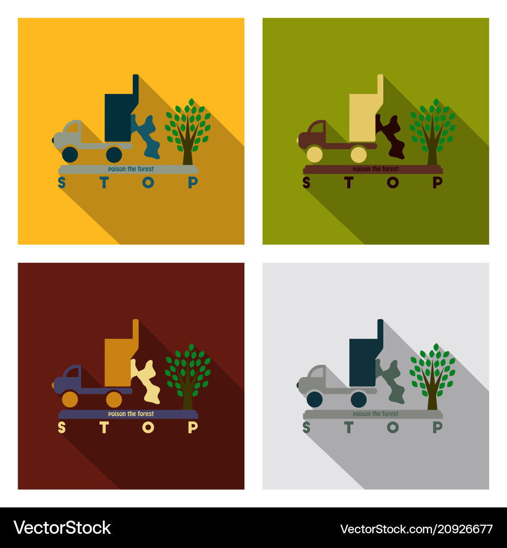 Machine throws rubbish under a tree text stop vector image