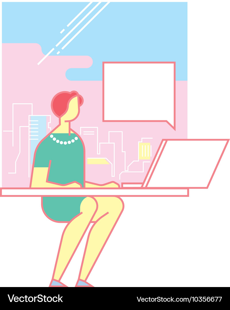 Manager working at a computer Vector Image