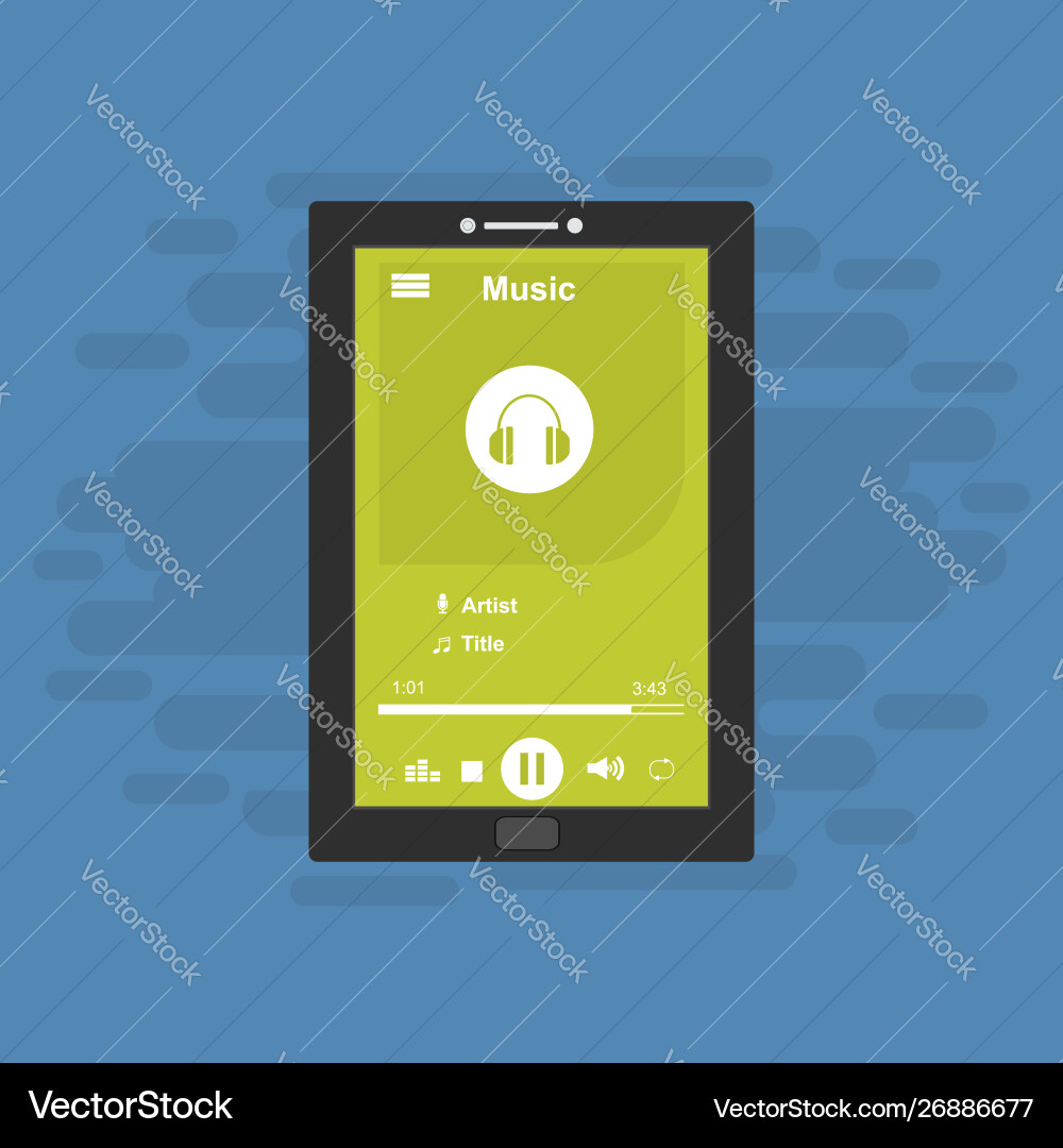 Media player application app template with flat Vector Image