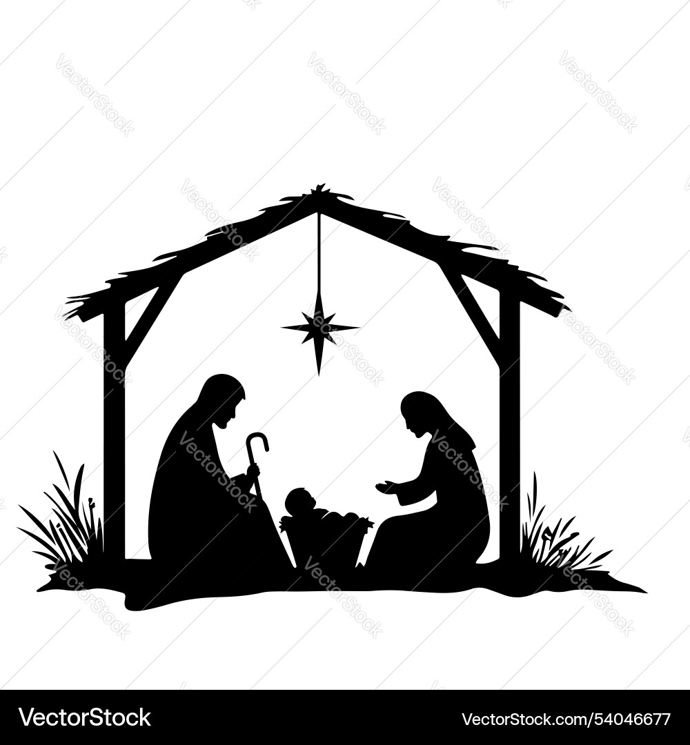 Nativity Scene Silhouette vector image