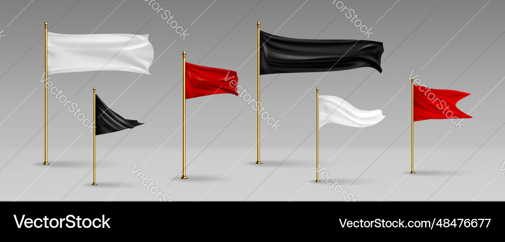 Pennant with flag 3d mockup realistic set Vector Image