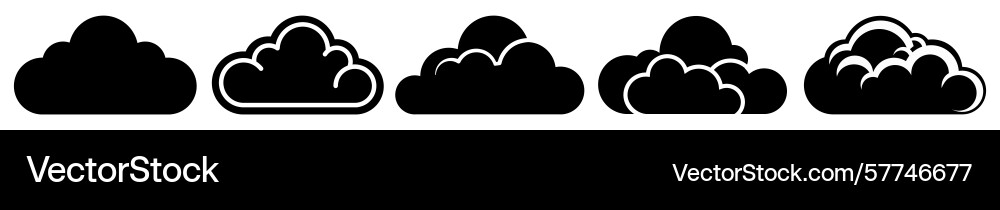 Set of clouds template flat icons on transparent Set of clouds template flat icons on transparent vector image