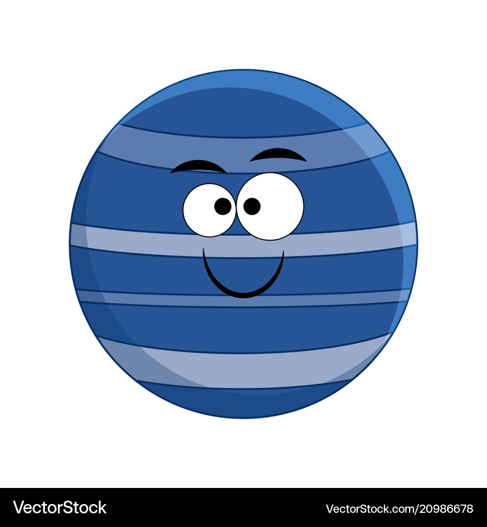 Cute cartoon neptune planet – Royalty-Free Vector | VectorStock, image size:1000x1080