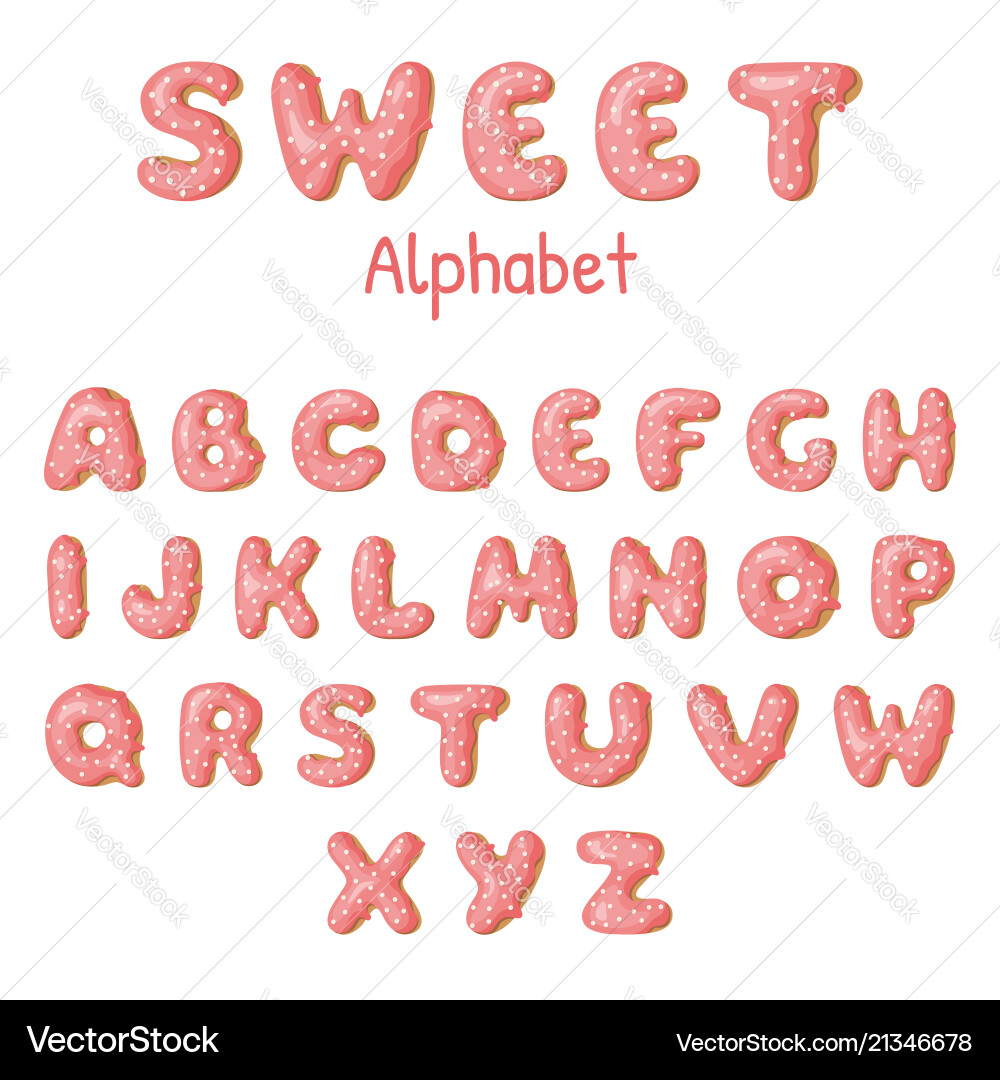 Hand gezeichnet Donut Buchstaben rosa Donuts abc Spaß Hand gezeichnet Donut Buchstaben rosa Donuts abc Spaß vektorbild