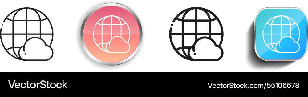Internet icon thin linear regular and button vector image