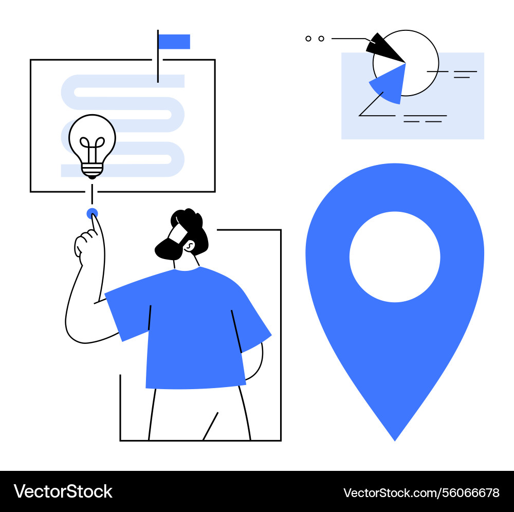 Man interacting with innovation path pie chart vector image