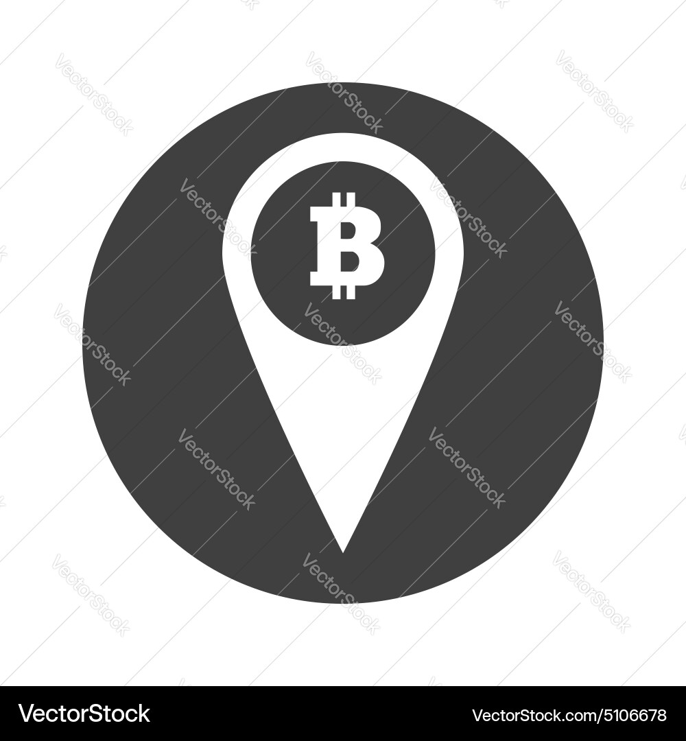 Monochrome round bitcoin pointer icon Vector Image