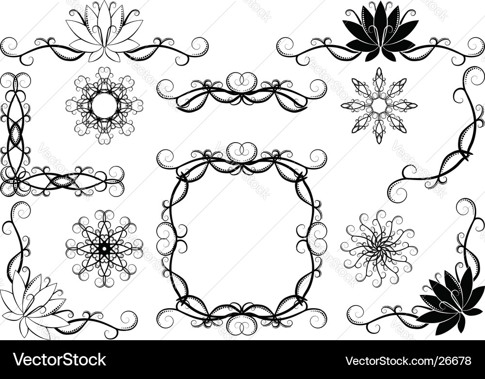 Ornate Flourishes & Decorative Elements Vector Image