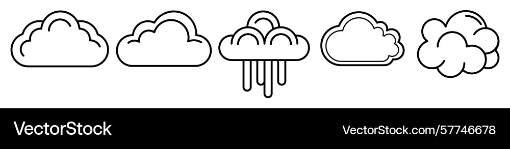 Set of clouds template line icons on transparent Set of clouds template line icons on transparent vector image