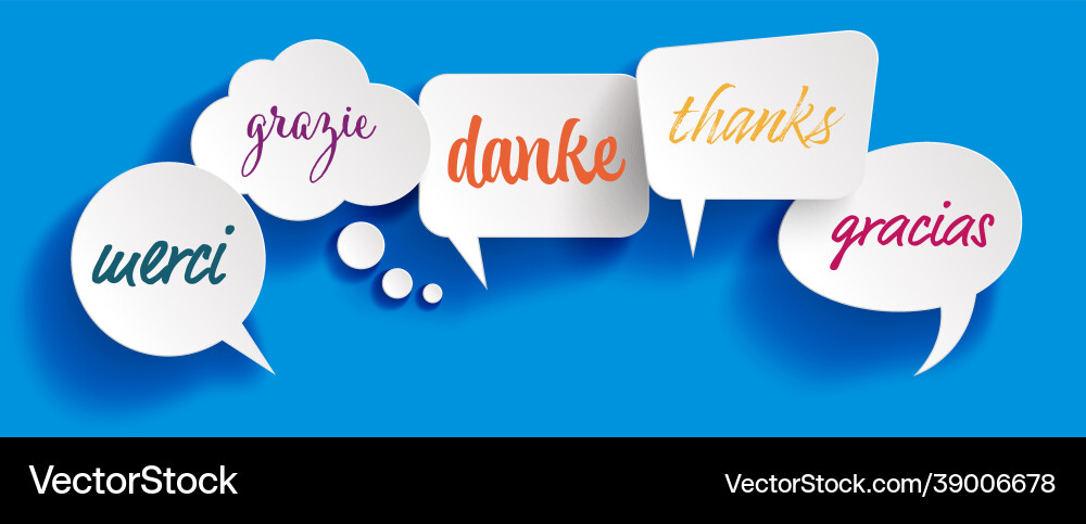 Speech bubbles with text thanks in different Speech bubbles with text thanks in different vector image