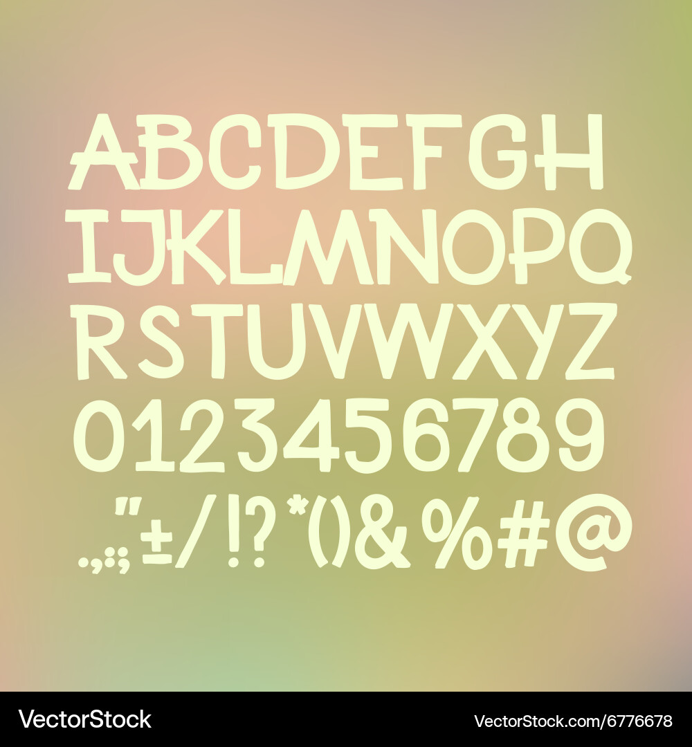 Type letters numbers and punctuation marks hand vector image